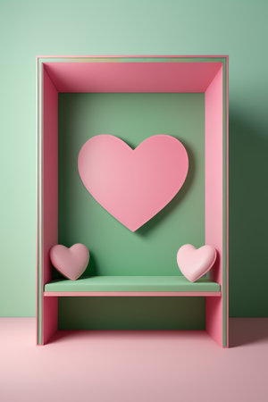 Pink heart-shaped three-dimensional spaceの素材