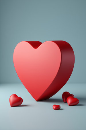 Red heart three-dimensional still lifeの素材