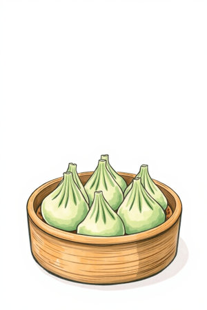 Green small cage bag in bamboo steamerの素材