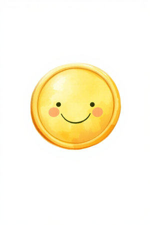 Yellow smiley face emoji illustrationの素材
