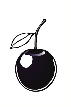Hand-painted black cherry illustration materialの素材