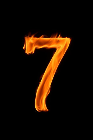 Flame Number 7 black background materialの素材