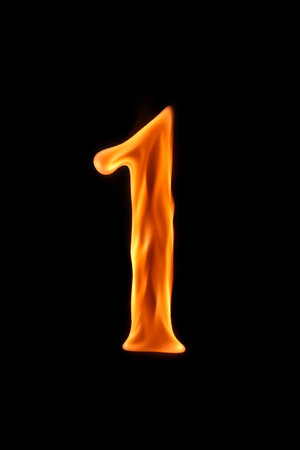 Flame Number 1 black background materialの素材