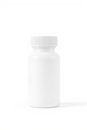 Close-up of white medicine bottleの素材