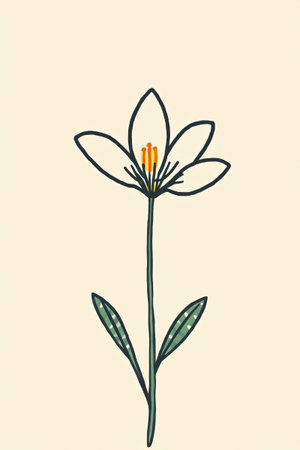 Hand-painted simple flower illustration materialの素材