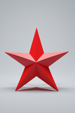 Red solid five-pointed starの素材