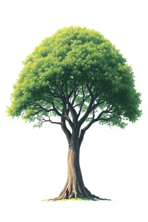 Scene of a man under a big treeの素材