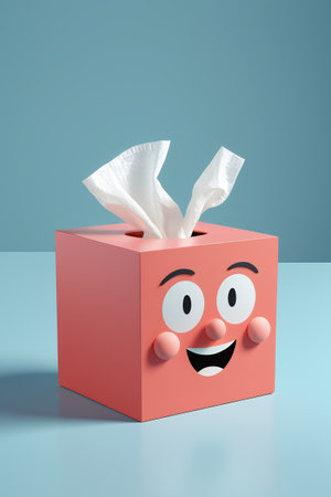 Cartoon Smiley Face Pink Tissue Boxの素材