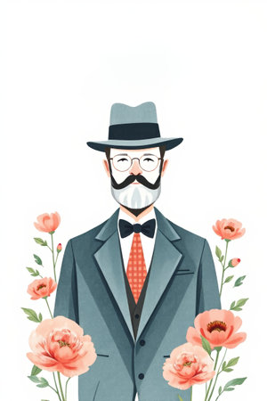 Illustration material of a gentleman in a hatの素材