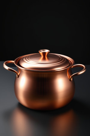 Close-up of a copper saucepanの素材