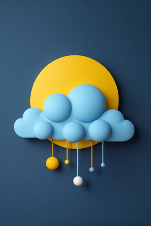 Blue Cloud with Yellow Ball Creative Designの素材