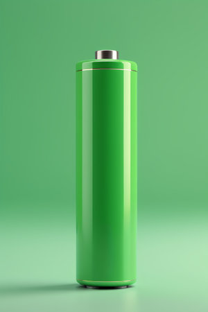Close-up of green cylindrical batteryの素材
