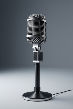 Close-up of vintage metal microphoneの素材