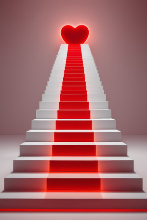 Red Heart Staircase Romantic Sceneの素材