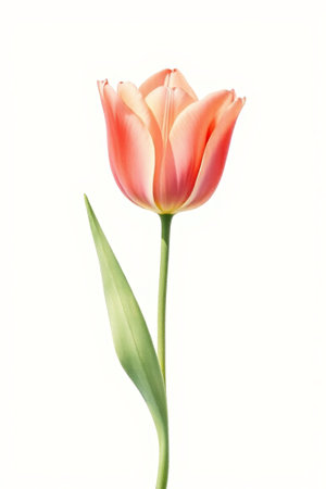 Close-up of a single orange tulipの素材