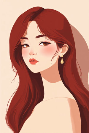 Fashion portrait of red-haired womanの素材