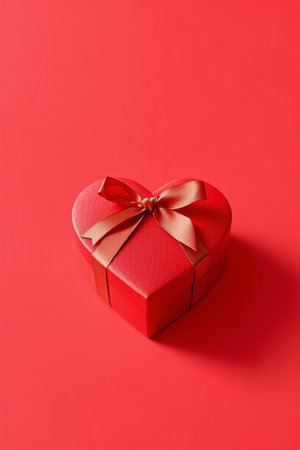 Red Heart Gift Box with Bowの素材