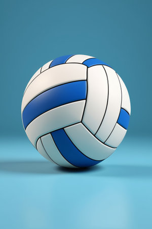 Close-up of blue and white volleyballの素材