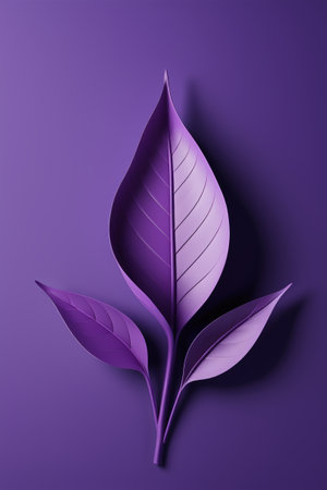 Leaf material on purple backgroundの素材