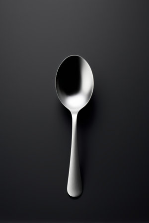 Metal spoon on black backgroundの素材