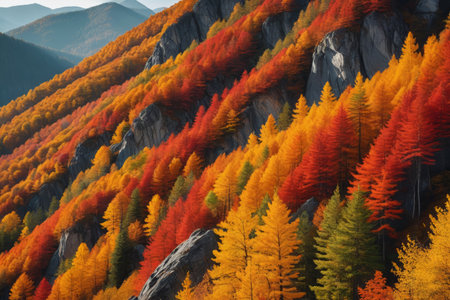 Colorful tree landscape in autumn mountainsの素材
