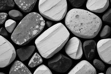 Black and white pebble materialの素材