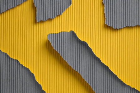 Yellow-gray two-tone corrugated paper patchwork textureの素材