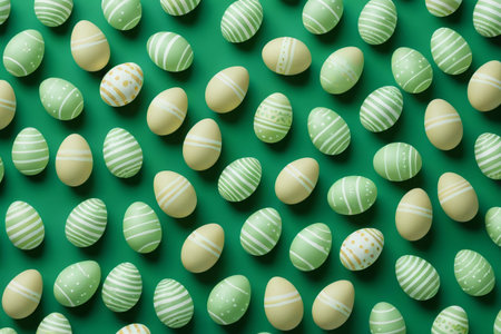 Easter Decorative Eggs with Green Backgroundの素材