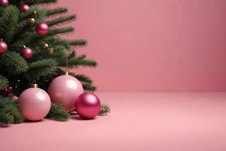 Christmas tree decoration on pink backgroundの素材