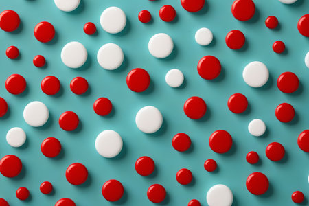 Red, blue and white polka dot pattern backgroundの素材