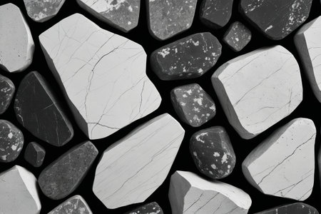 Black and white stone patchwork texture materialの素材