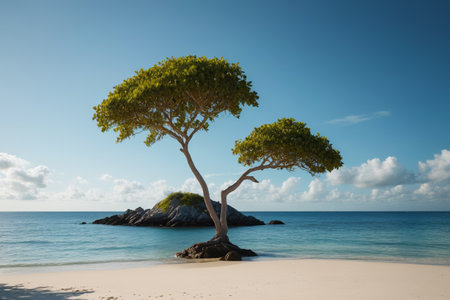 Beach Lone Tree and Ocean Viewの素材