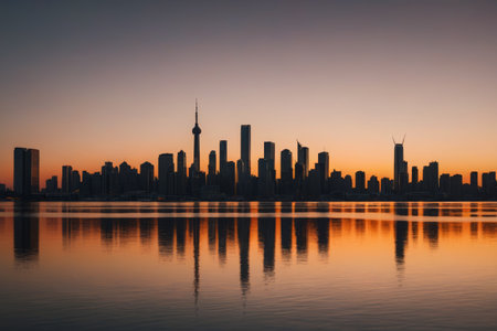 Shanghai city skyline dusk panoramaの素材