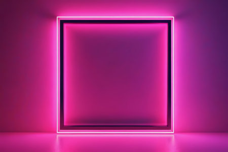 Purple background neon glow square sceneの素材
