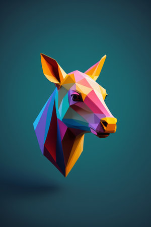 Colorful Polygon Style Deer Head Imageの素材