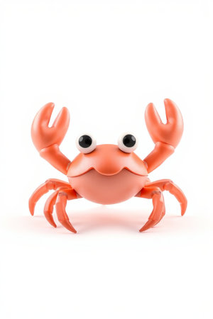 Close up of orange cartoon crab toyの素材