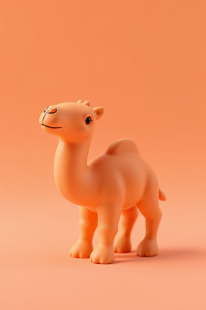 Camel doll with orange backgroundの素材