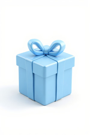 Blue gift box with bow materialの素材