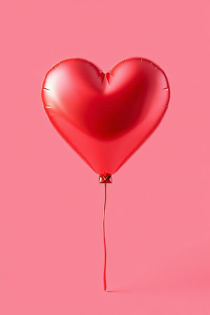 Close-up of a red heart-shaped balloonの素材