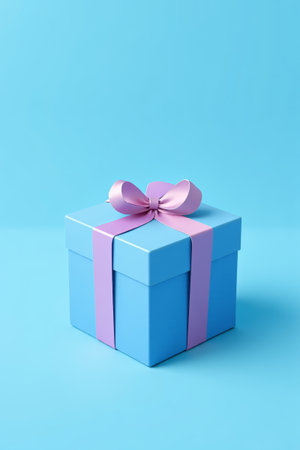 Blue gift box with pink bow materialの素材