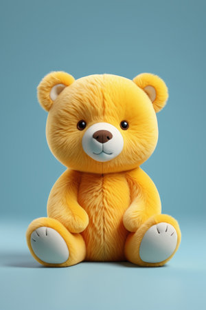 Close-up of yellow plush bear toyの素材