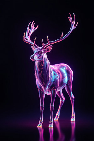 Glowing Deer 3D Art Imageの素材