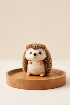 Cute hedgehog pet on trayの素材