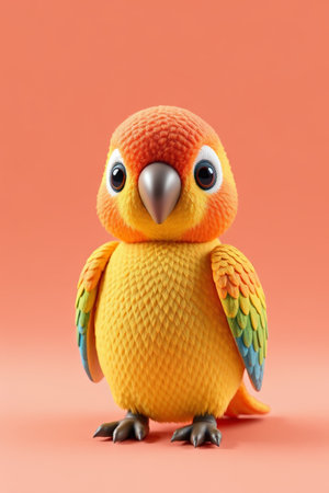 Animated parrot on orange backgroundの素材
