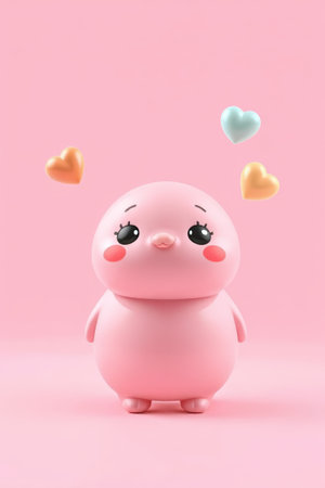 Pink cartoon animals and love elementsの素材