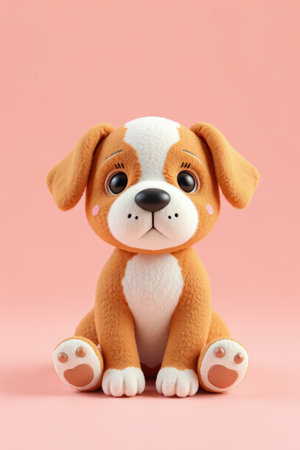 Cute cartoon puppy pink background imageの素材
