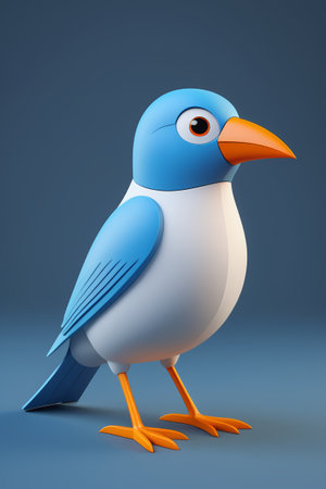 Blue cartoon bird 3D imageの素材
