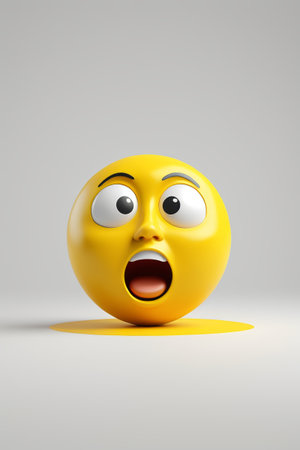 Yellow cartoon surprised expressionの素材