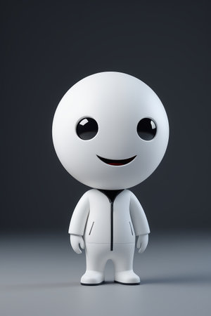3D cartoon character standing white figureの素材