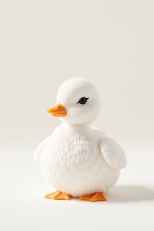 Close up of cute white duck dollの素材